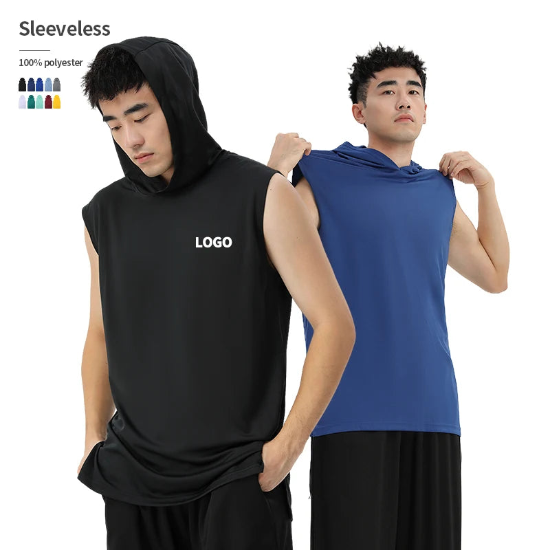 Quick Drying Sweat Absorption Gym Fitness Joggers Basketball  Training Wear Sleeveless Men's Hoodies & Sweatshirts