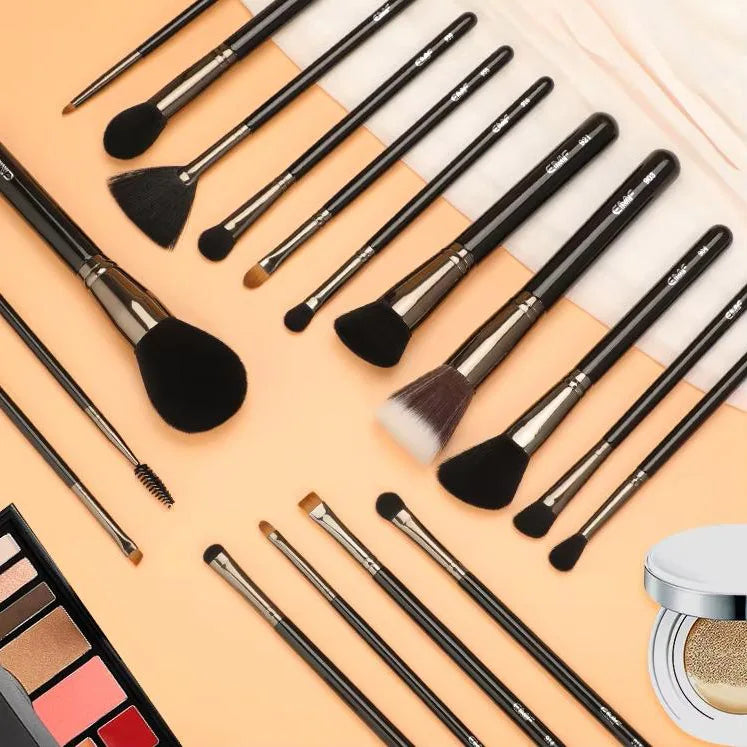 EMF 18pcs Synthetic Hair Makeup Brush Set Black Professional High Quality Wood Handle Brushes Foundation Eyeshadow Cosmetics