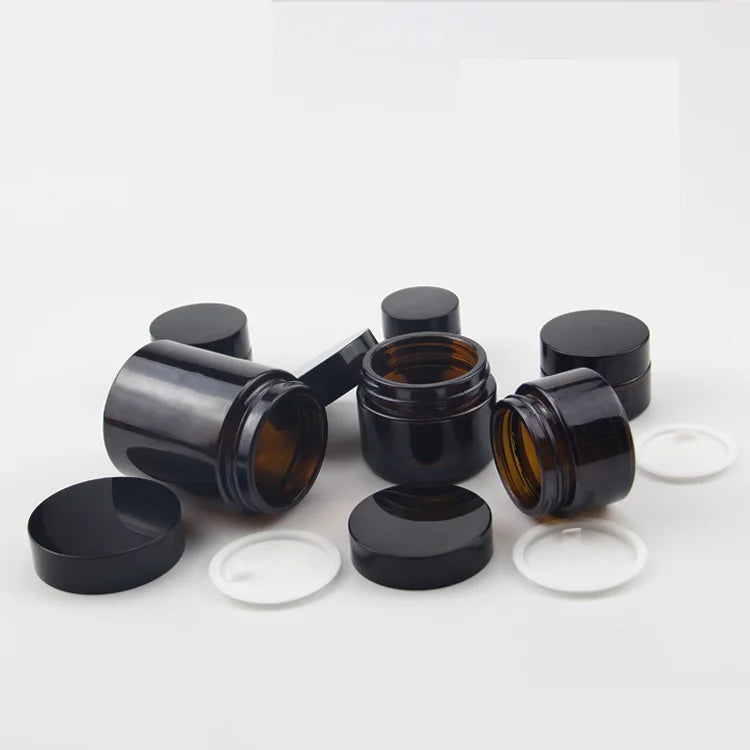 Wholesale Solid Eye Cream Bottle with Aluminum Cap PET Brown Cream Container for Skin Care Made from Glass Plastic for Cosmet