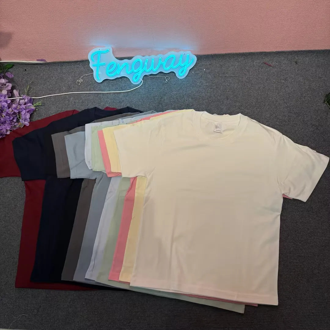 Custom Logo 230gsm Heavyweight Unisex T Shirt Women's T-shirts Wholesale  Short Sleeve Tee Tops Plain Blank 100% Cotton T-Shi