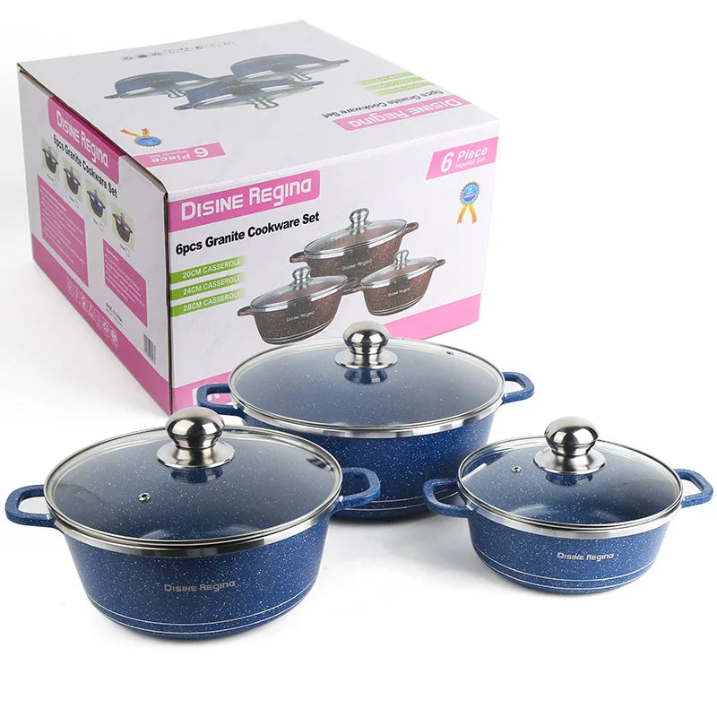 Kitchen 6Pcs Non-stick Coating Cooking Tools Kitchenware Aluminum Pan Soup Pot Frying Pan Cookware Sets