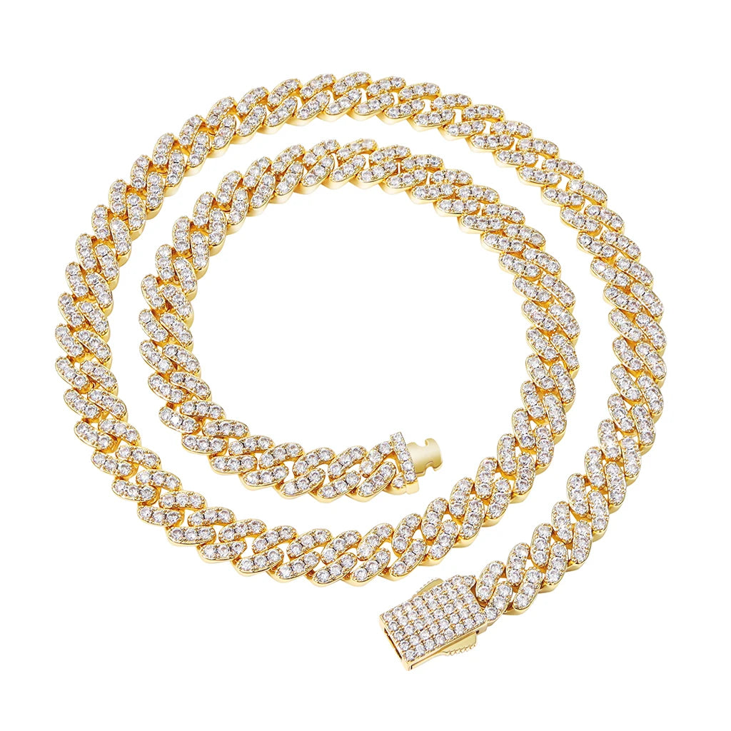 Summer Bling: Hiphop Iced Out 9mm Cuban CZ Link Chain Necklace Bracelet and Anklets Set for Women