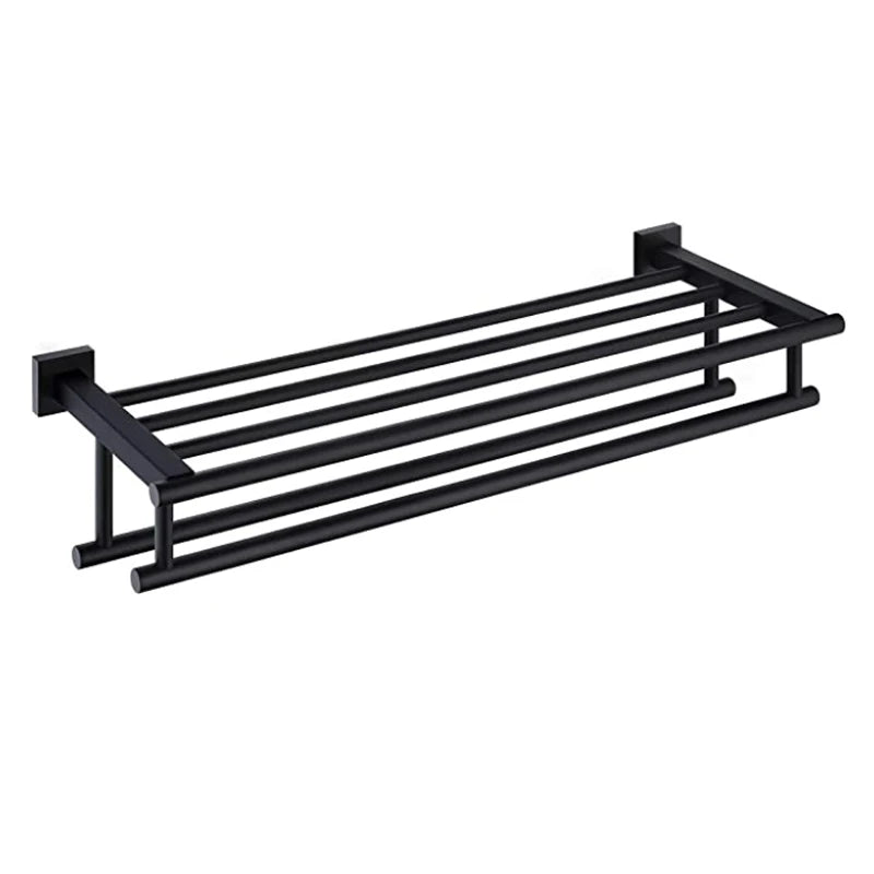 Bathroom Matte Black SUS 304 Stainless Steel Towel Shelf Wall Mount Lavatory Rack Heater Double for Home Hotel for Kitchen Us