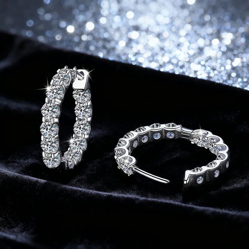 S925 Sterling Silver Full Moissanite Earrings Cow Head Models Temperament Vvs D Color Moissanite Hoop Earrings