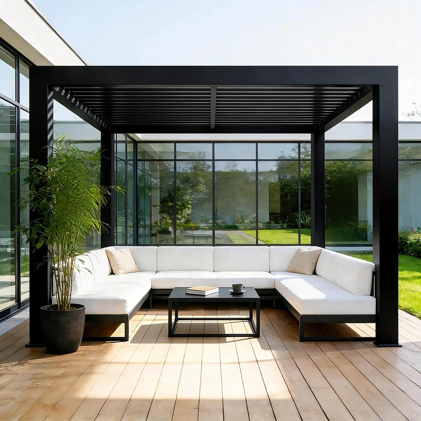 Manufacturer Sell Smart Cnopy Terrace Roofing 3x6 Motorized Gazebo Beach Louver Slat Roof Outdoor Aluminum Pergola for House