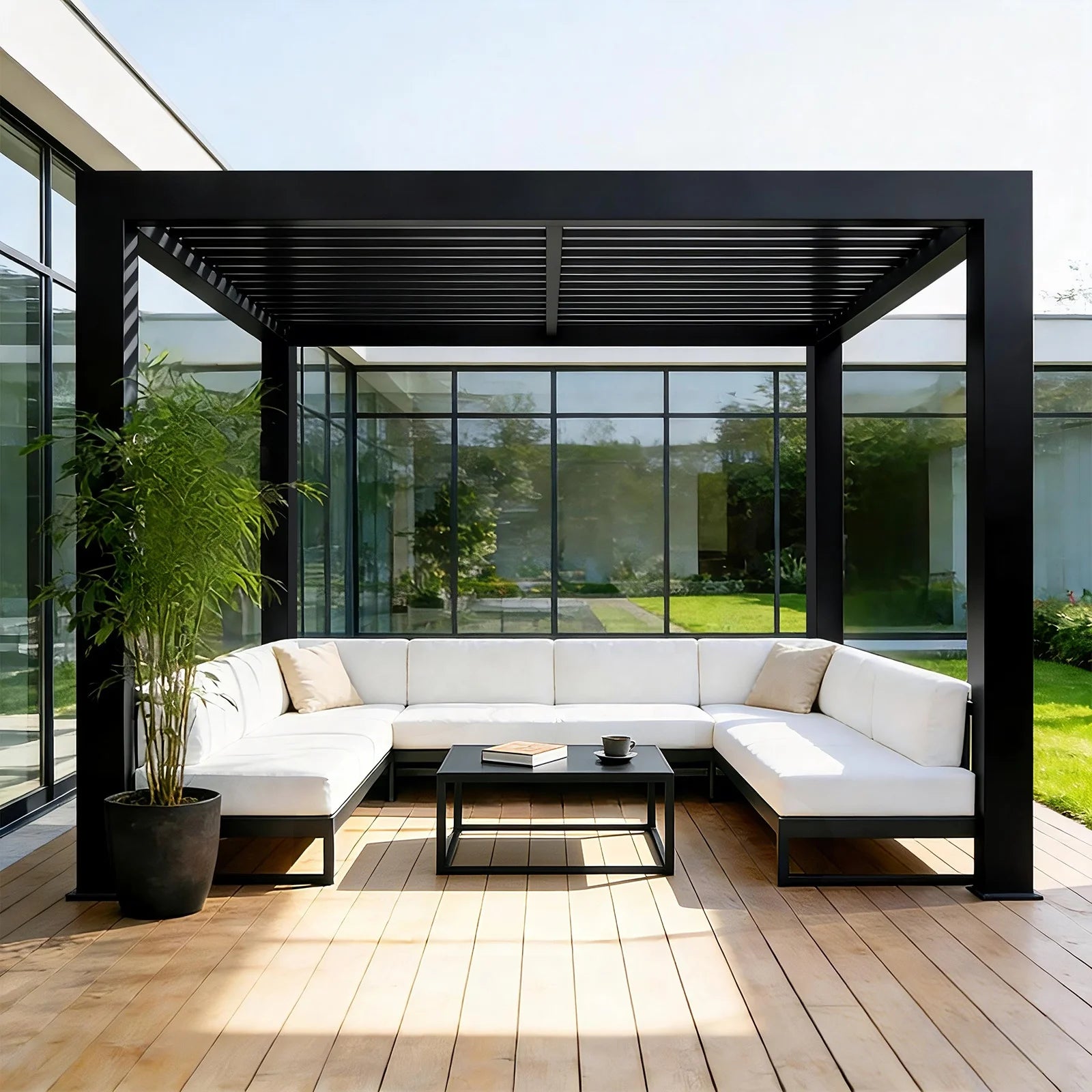 Manufacturer Sell Smart Cnopy Terrace Roofing 3x6 Motorized Gazebo Beach Louver Slat Roof Outdoor Aluminum Pergola for House