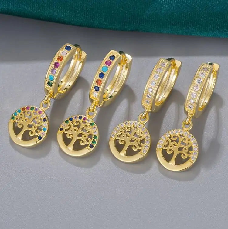 Gold Plated Drop Punk Earrings Star Moon Snake Jewelry for Girl Key Earrings Cactus Turtle Pendant Earrings with Zircons