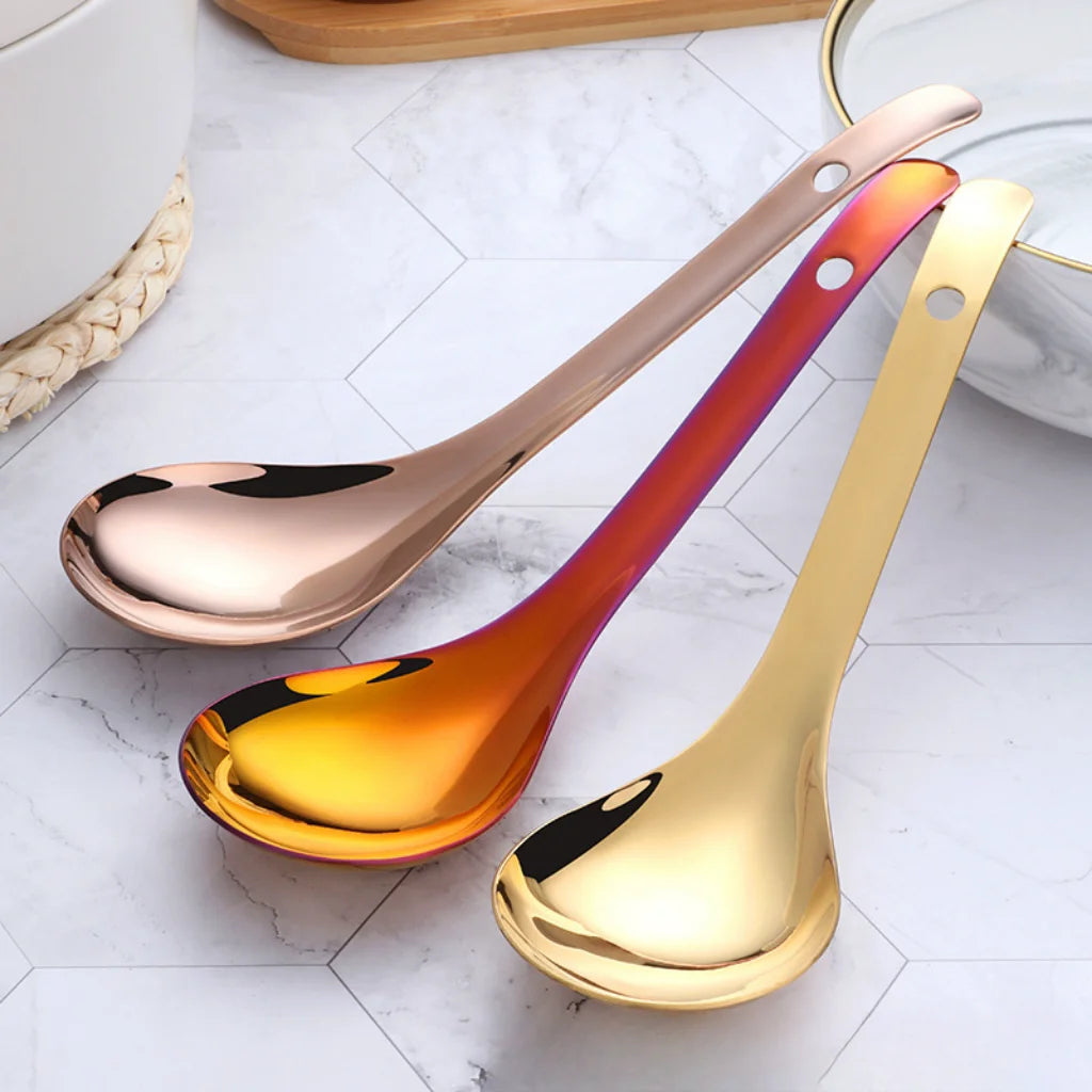 Hot 304 Stainless Steel Ladle Big Round Rice Serving Chinese Soup Spoon Scoops