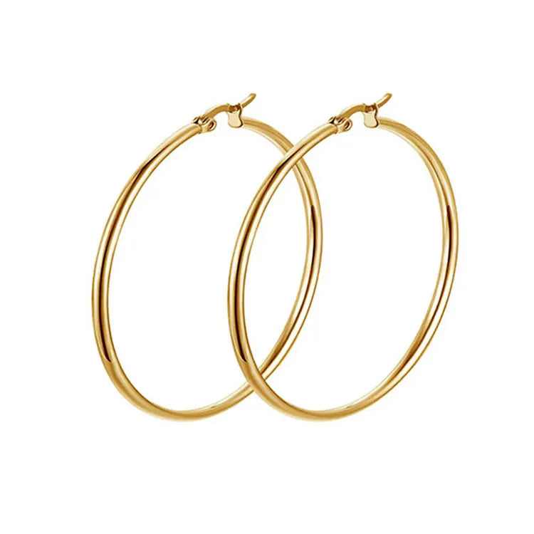 SC Wholesale Multi Size 316 Stainless Steel Earrings Fashion Exaggerated 80mm 90mm 100mm Silver Gold Big Hoop Earrings for Wo