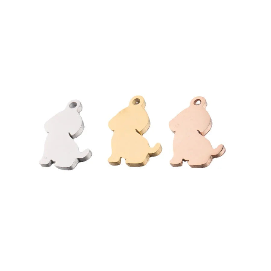 Cute Stainless Steel Pet Small Dog Cat Shape Pendant 18K Gold Plated Animals Charm for Fine Necklace Jewelry Making