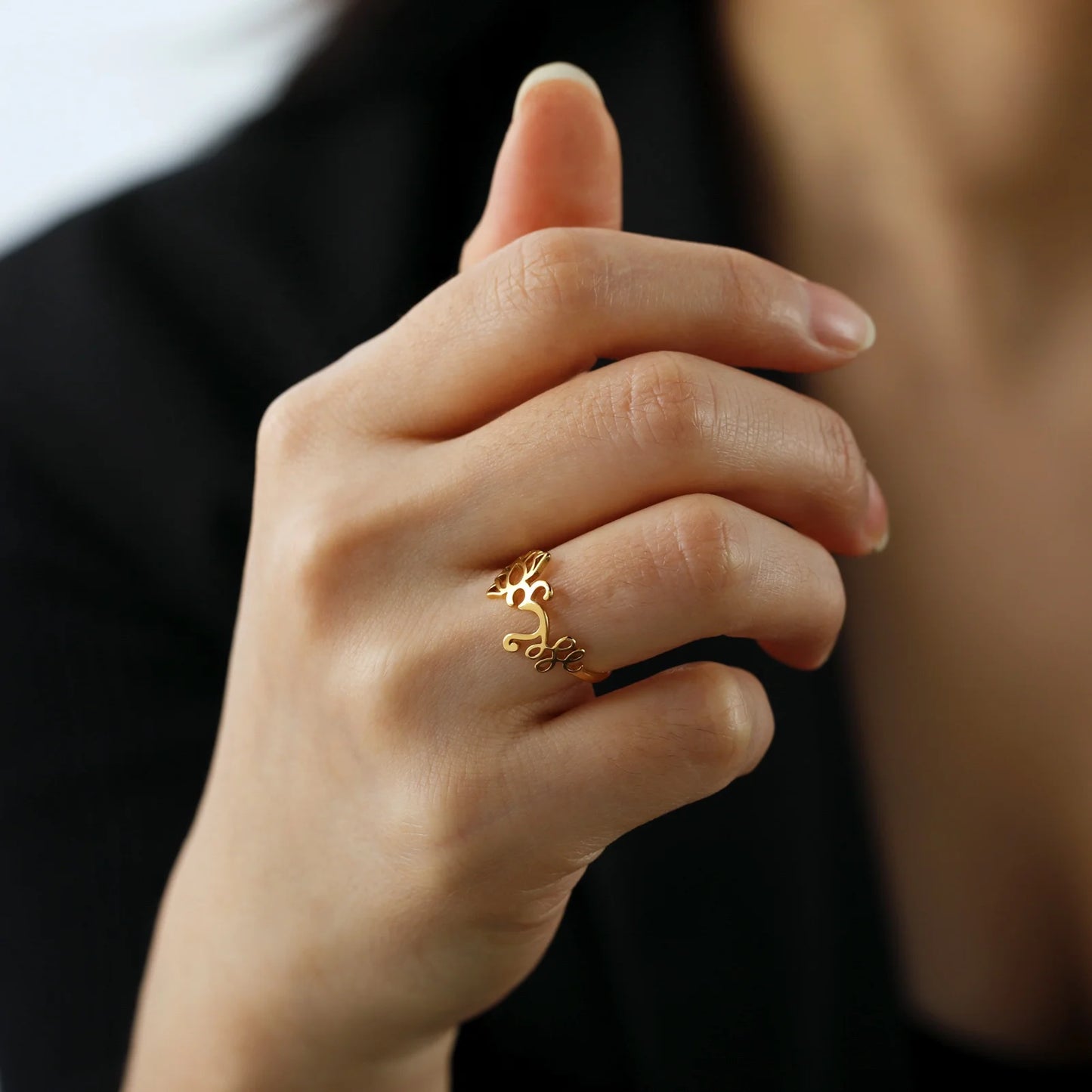 Lotus Flower Rings for Women Gold/Silver Color Vintage Stainless Steel Jewelry Birthday Gifts