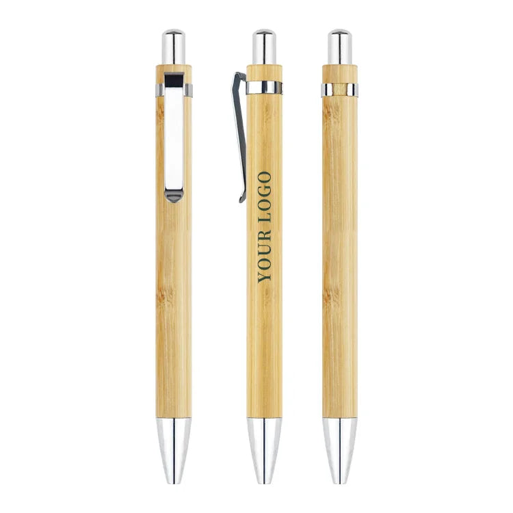 Customized Eco-Friendly Bamboo Ballpoint Pen 1.0mm Writing Width Personalized  Logo Engraved Promotional Novelty Pen