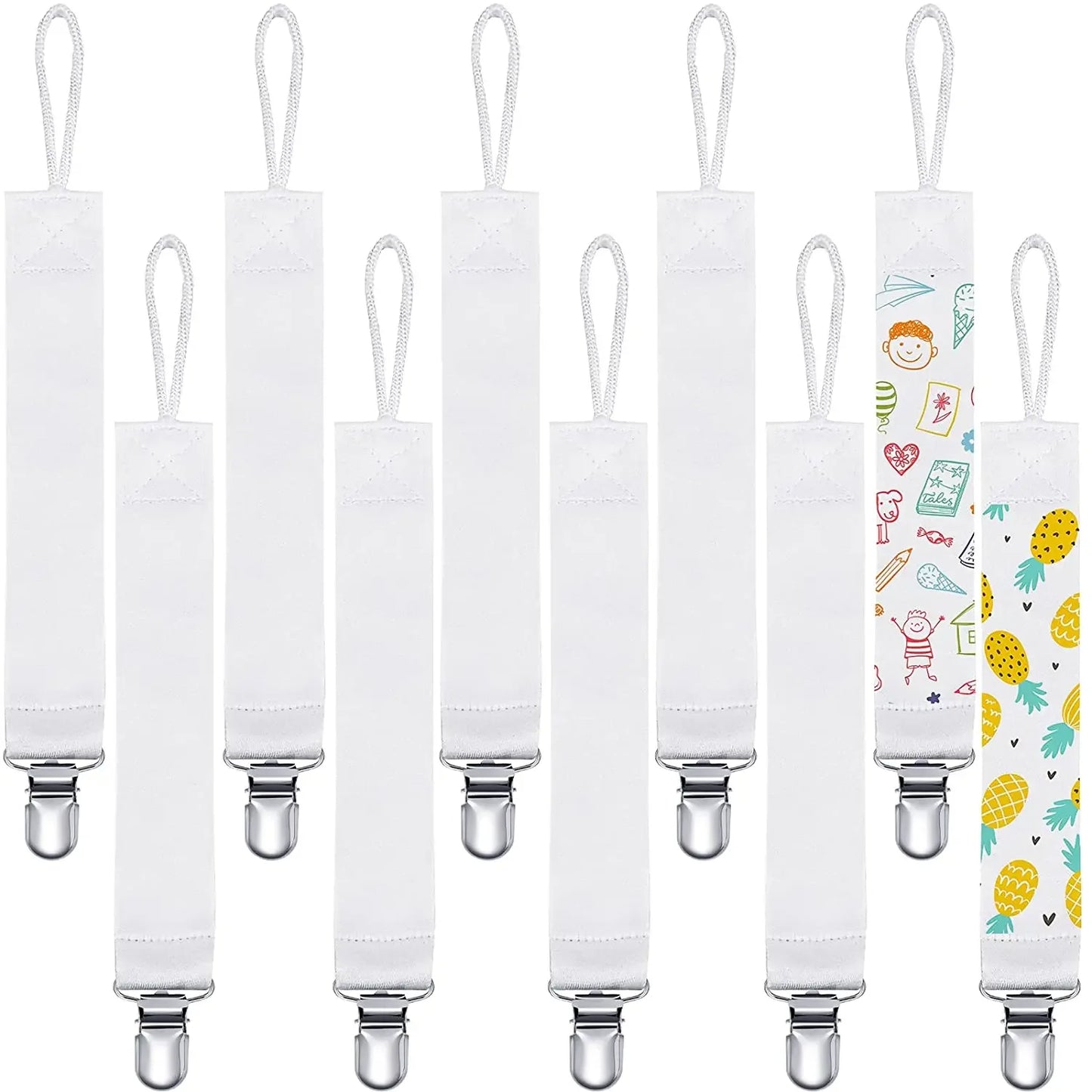 20PCS/Lot Non Toxic Sublimation Baby Clip Pacifiers 100 Food Grade Baby Pacifier for Boys Girls Fits