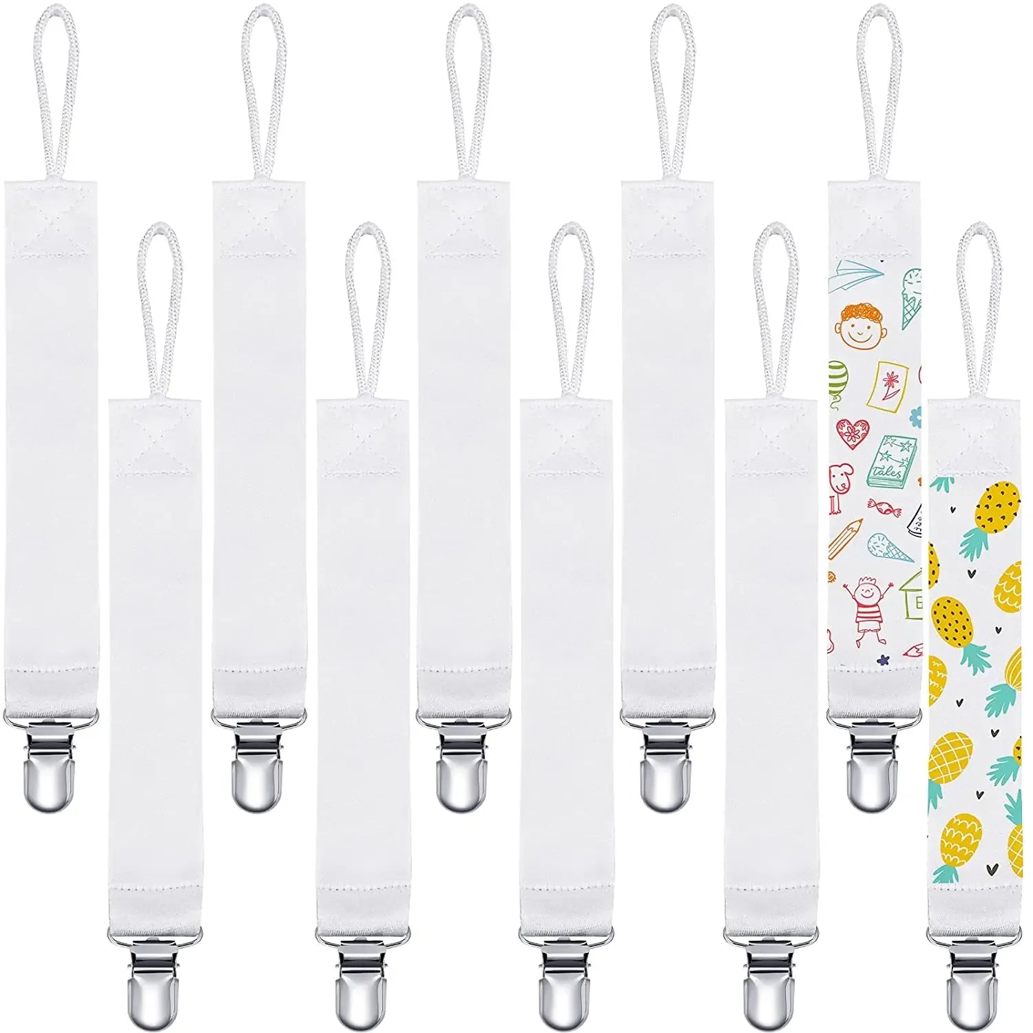 20PCS/Lot Non Toxic Sublimation Baby Clip Pacifiers 100 Food Grade Baby Pacifier for Boys Girls Fits