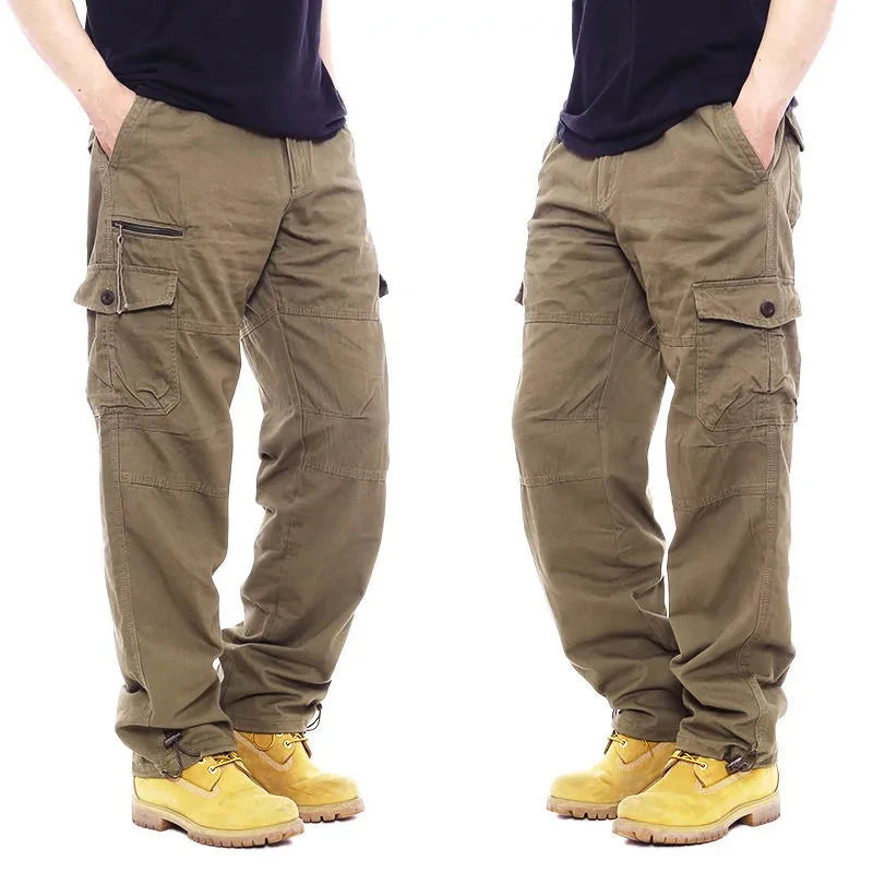 Men Overalls Tactical Workout Straight Trousers Outwear Casual Multi Pocket Baggy Cotton Men's Pants