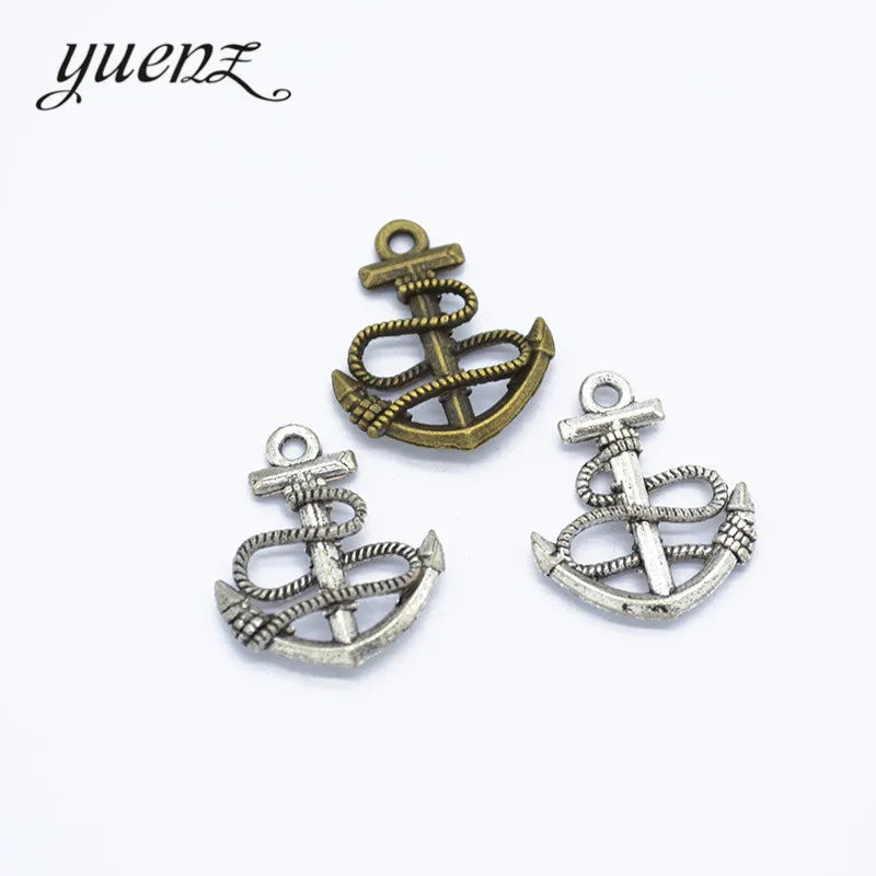 Antique Silver Color Charms Metal Ship's Anchor Charm Pendant Bracelet Necklace Jewelry Making 22*18mm H51