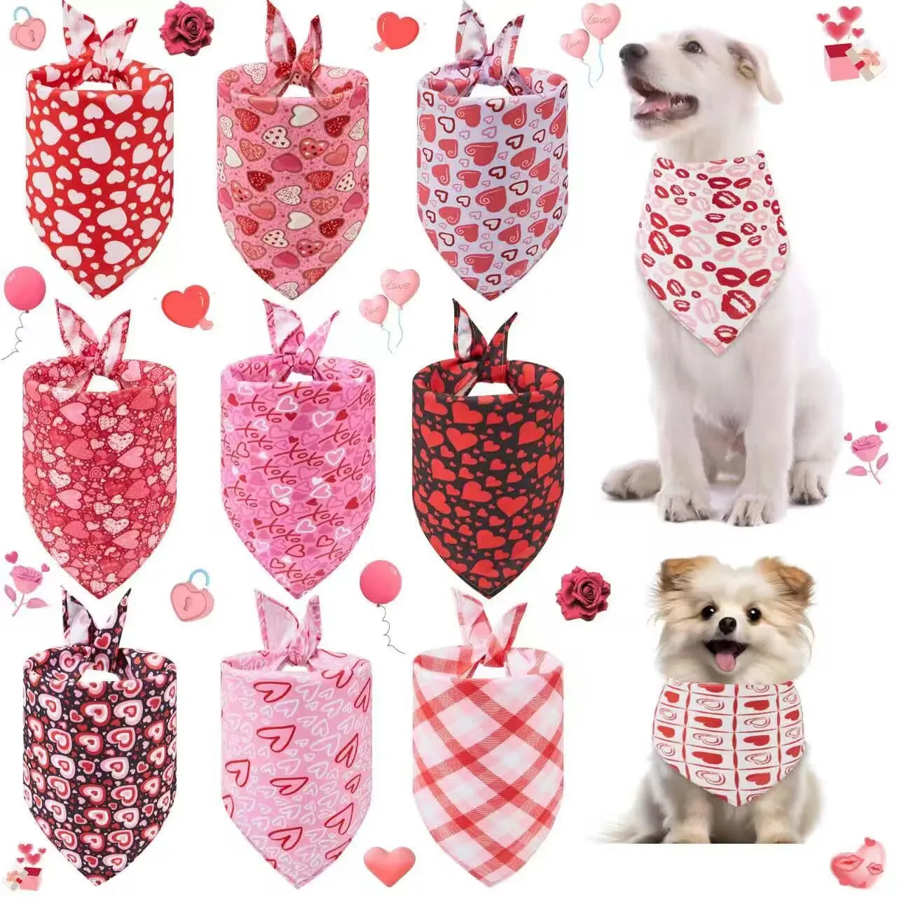 Hot Selling Pet Bandana 26 Colors Valentine's Day Triangle Dog Bandana Scarf for Small Medium Sized Pets