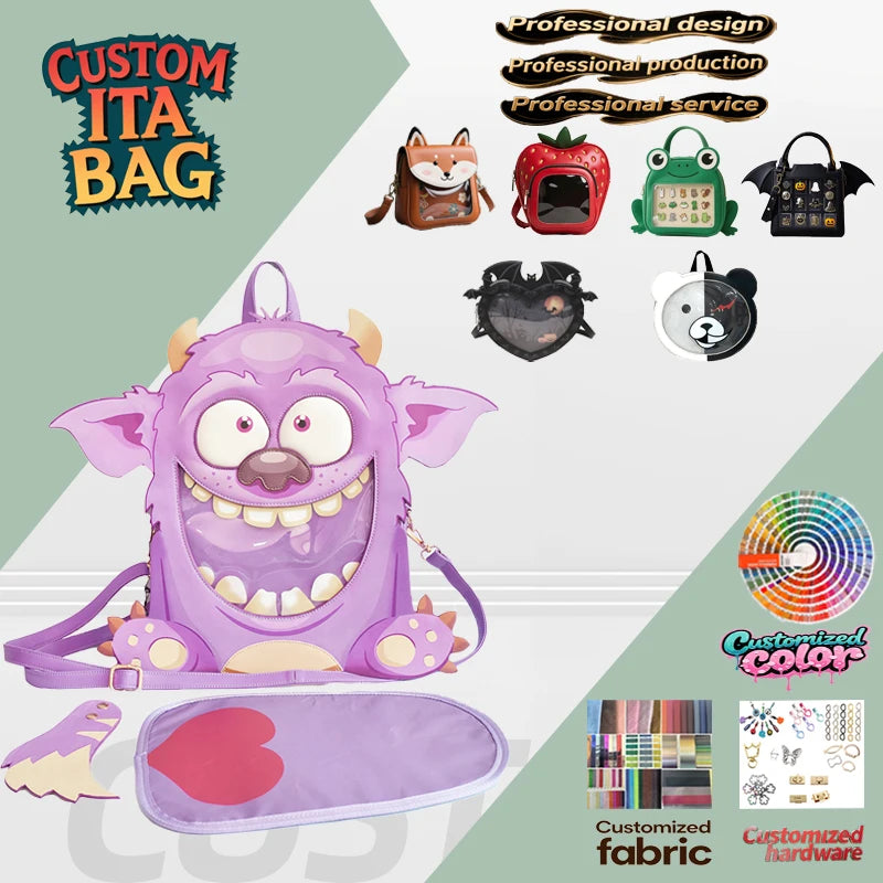 Custom Designed Ita Bag Animal Mushroom cat Bear Frog Image Ita Bag Backpack Low Moq Fast Delivery  Itabag Manufacturer