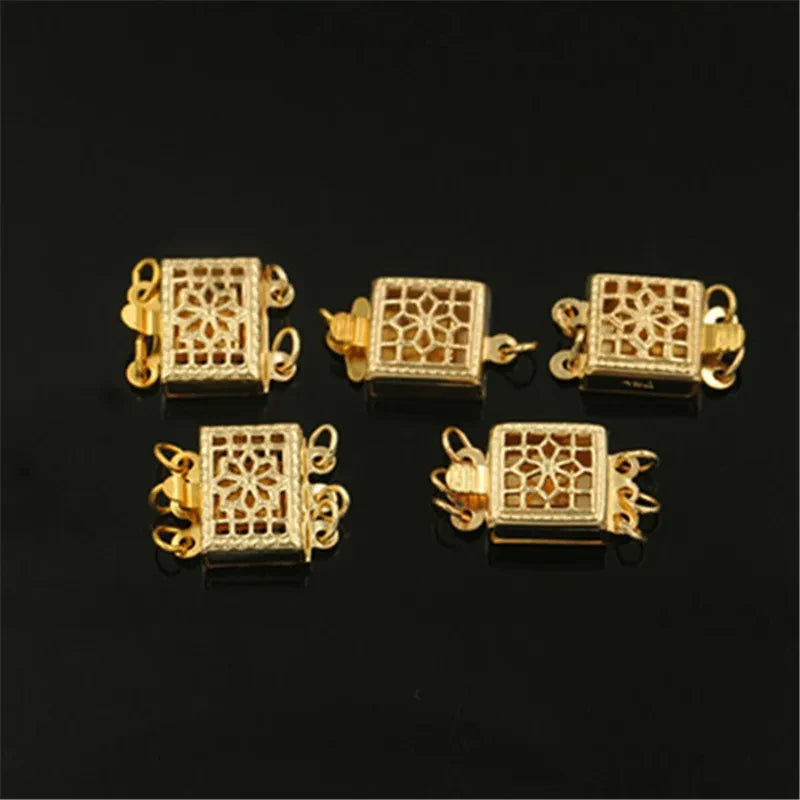 No Tarnish GF 14K Gold Filled Square Filigree Pearl Clasp for Bracelet Necklace Jewelry Making Findings Accessories