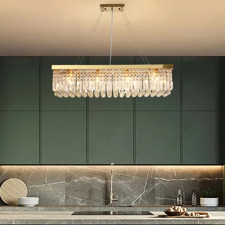 Hotel Bedroom Sales Department Model Room Rectangular Crystal Pendant Light Dining Room Rectangular Dining Table Ceiling Ligh