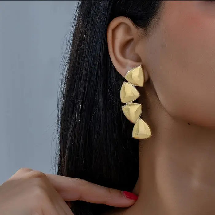 Exaggerated Metal Gold Plated Stud Earrings for Women Earring  Accessories Fashion Jewelry Charms
