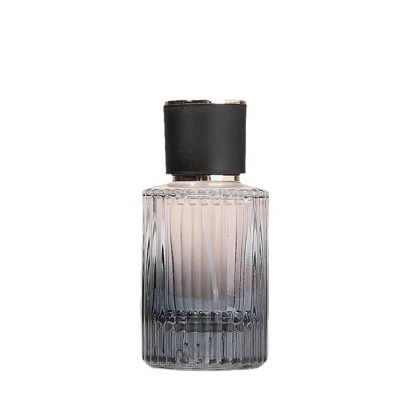 New Arrival Thick Bottom Vertical Stripe Cylinder Empty Glass Spray Bottle 30ml 50ml Gradient Black Glass Spray Perfume Bottl