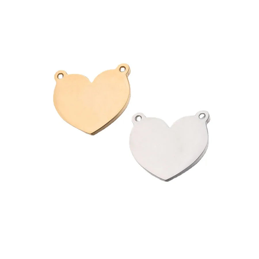 Best Price Heart- Shaped Double-Hole Stainless Steel DIY Jewelry Accessory Gold Plated Love Creative Charm Pendant