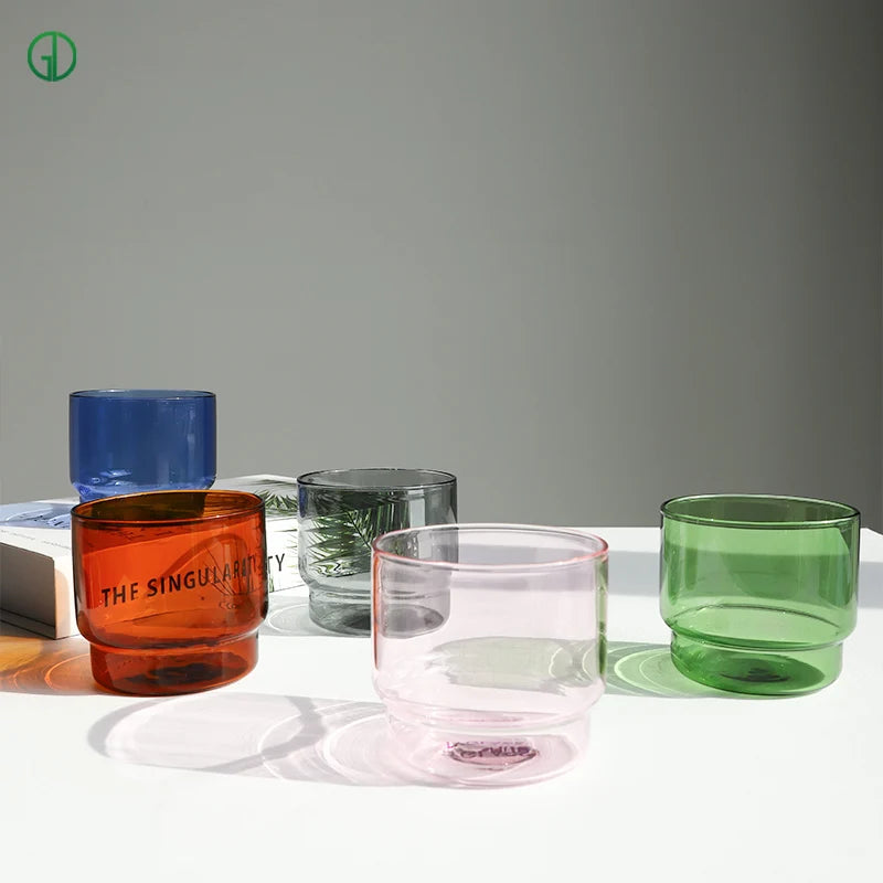 Customizable Colored Borosilicate Stackable Glass Mugs Creative Water Bottle and Coffee Tea Cups