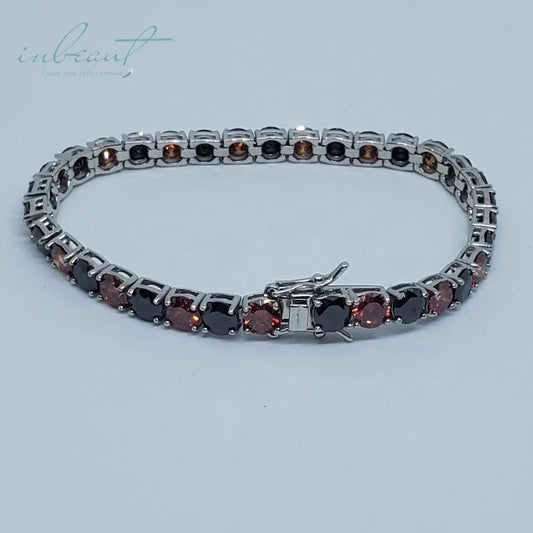 Silver 925 Original 5mm Round Brilliant Cut Diamond Test Past Black Red Moissanite Tennis Bracelet Chain for Women Fine Jewel