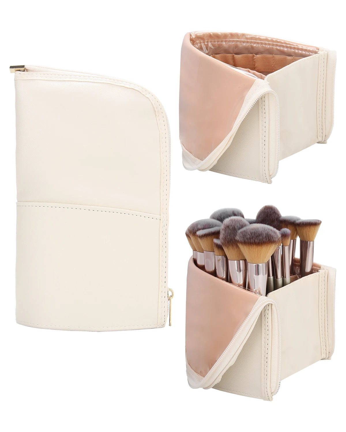 ReIaveI Waterproof and Easy to Clean Makeup Brush Bag Folding Vertical Makeup Holder Elastic Belt Fixed Pen Bag Storage Bag