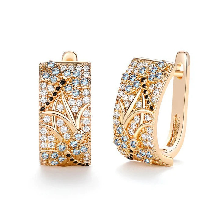 CAOSHI Hot Sell New Personality Dragonfly Design Trend Earrings Women Gorgeous Gold Color Wedding Party CZ Hoop Earring Jewel