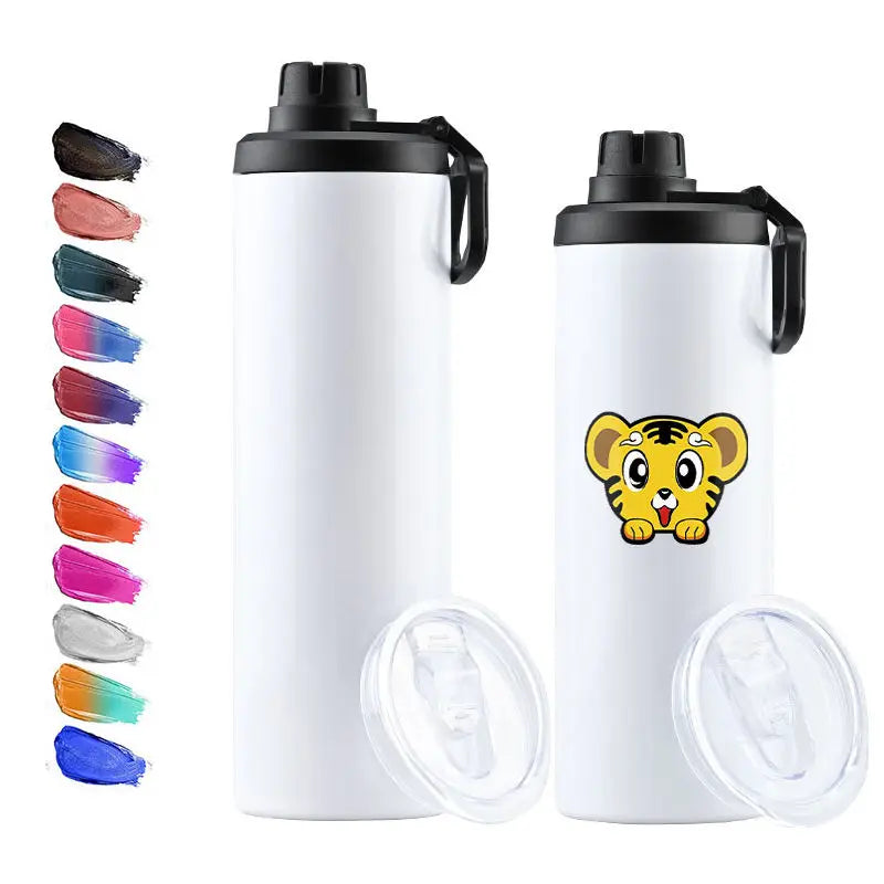 Custom Logo 20-30 oz Stainless Steel Vacuum Insulated Sports Water Bottle and Tumbler White Sublimation Drink Cup for Camping