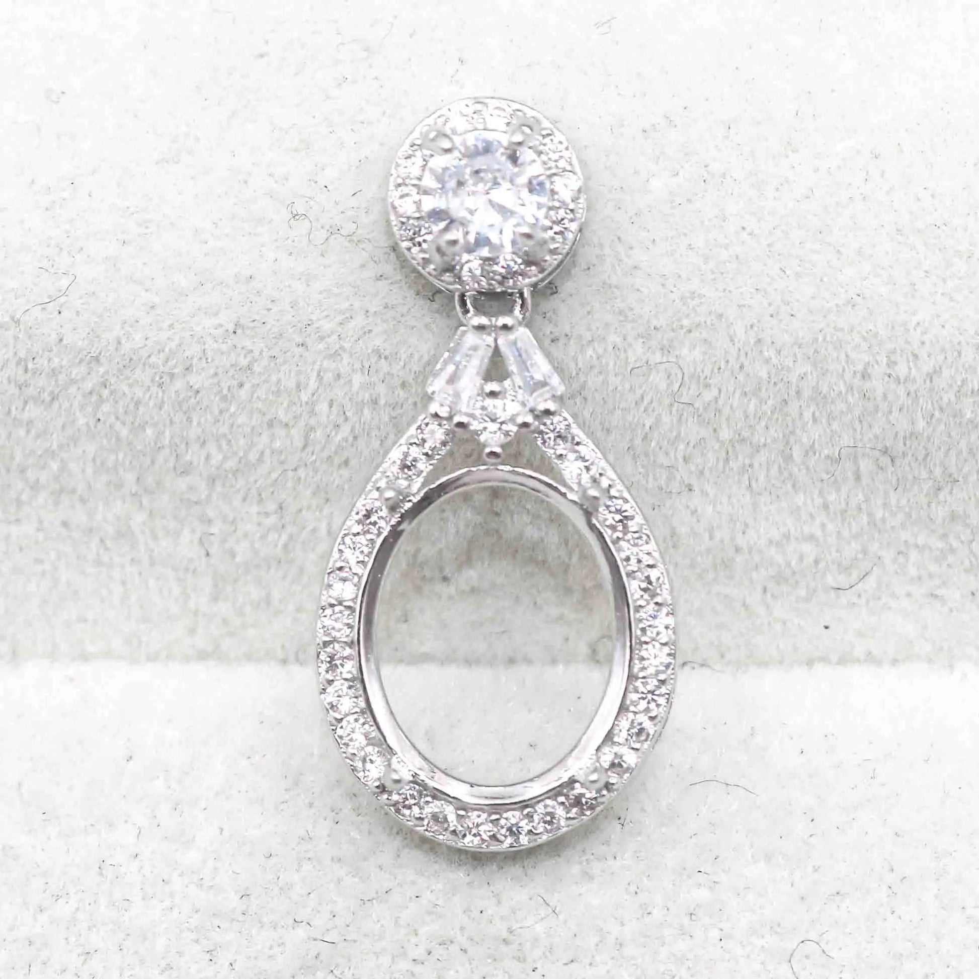 Sterling Silver 9*11/10*12/11*14mm Semi Mount Pendant Empty Frame Blank Support Setting S925 Without Center Stone for DIY Inl