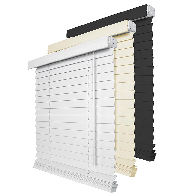 Popular Built-In Horizontal Modern Plastic Faux Wood Blinds Cordless Home Decoration 2 Inch 50mm Plain