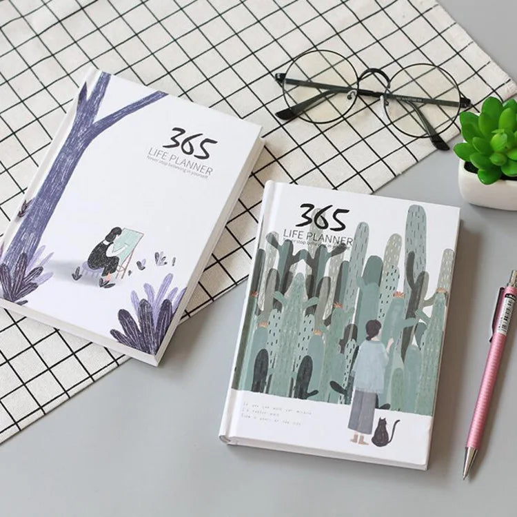 Simple and Fresh Manual Ledger Agenda Plan Notebook Creative 365 Day Color Fixed Page Inner Page Notepad