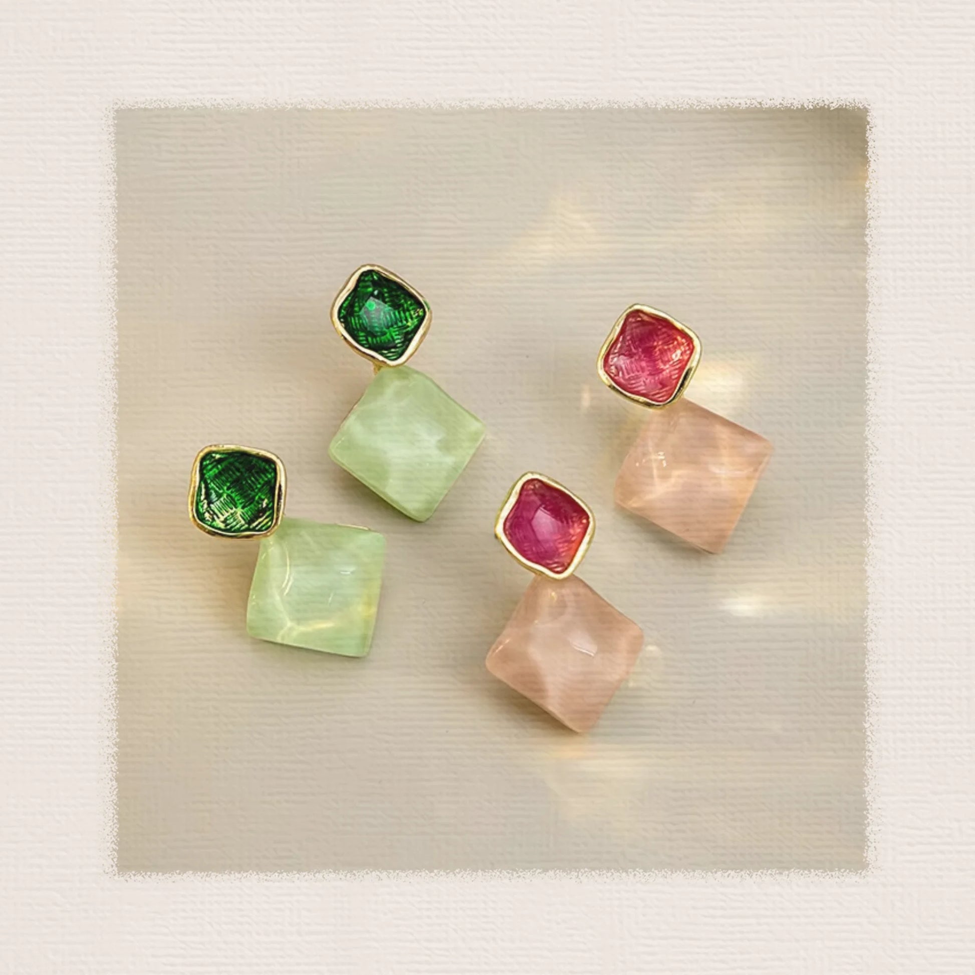 INS Colorful Minimalist Cute Geometric Enamel Stud Earrings Glittering Square Acrylic Stud Earrings for Women Girls