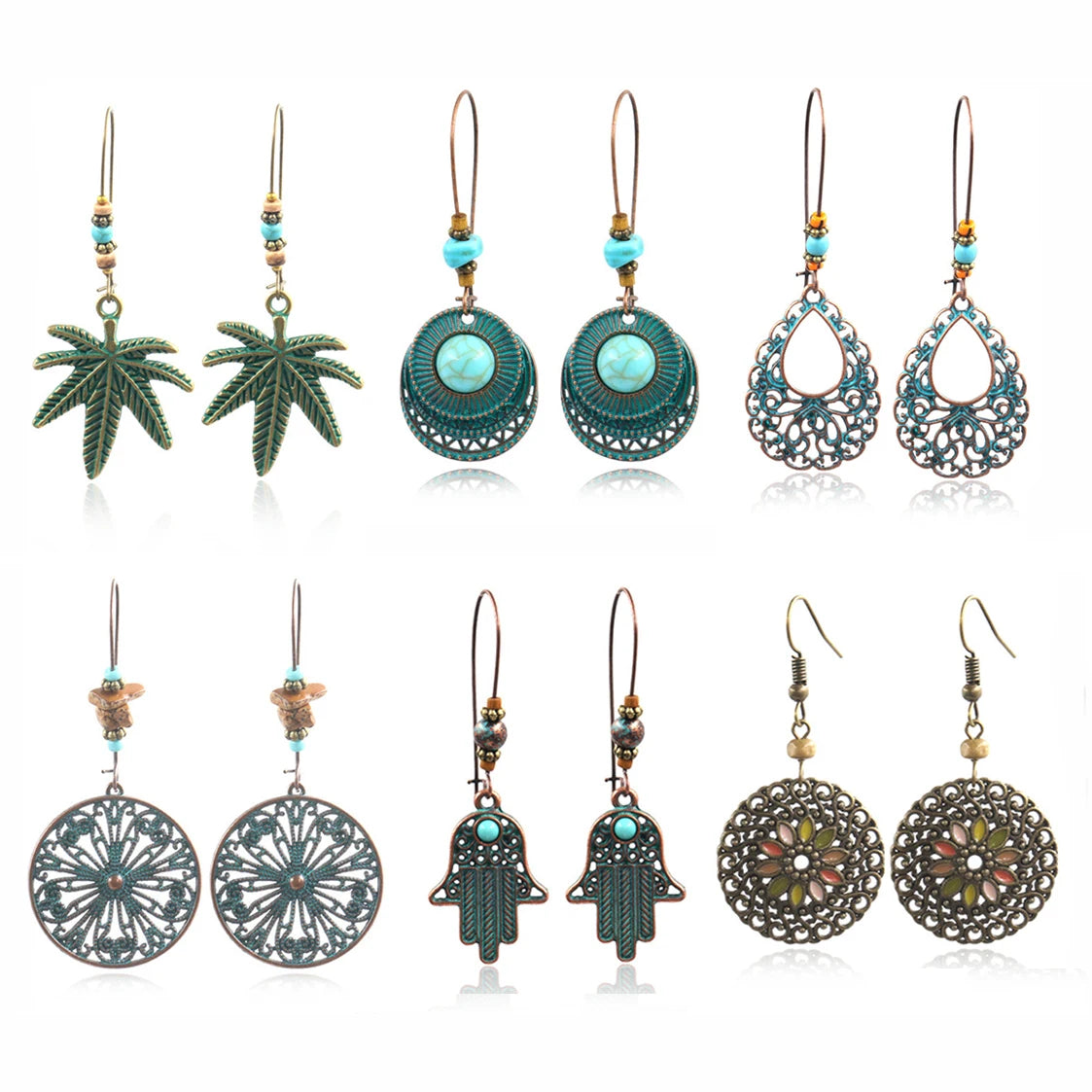 Bohemian Vintage Tassel Earrings Boho Geometric Floral Jewelry Big Bohemia Multicolor Leaf Trendy Heart Earring Women