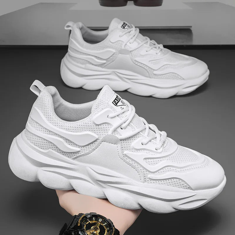 2024 Newest Trendy Breathable Mesh Casual Sports Shoes Versatile Thick Sole Elevated Old Daddy Shoes for Men