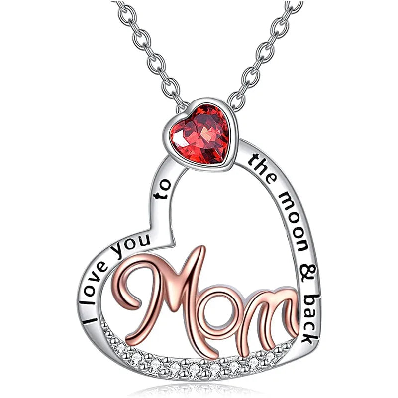 CAOSHI Mother's Day Red Zirconia Elegant Design Necklaces for Women Two Color Plated Fashion Jewelry Pendant Necklaces Wholes