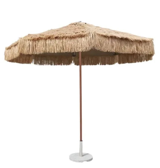 4*4m Wood Beach Umbrella  Beach for the Rain Outdoor Custom Parasol Luxurious Stand Thatch Beach Umbrella Straw
