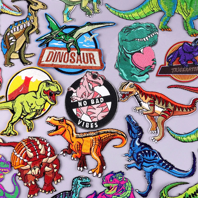 Dinosaur Cartoon Animal Embroidery Iron on Patches for Clothing Wholesale Custom High Quality DIY Patch for Jeans