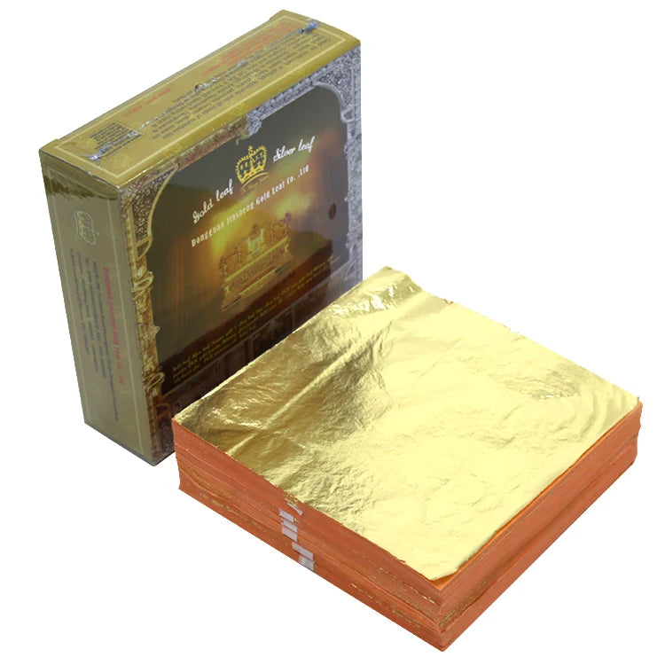14*14cm Italian Gold Foil Leaf Sheets Soft Smooth Offset Printing 0.2-0.3 Microns Thickness Luxury Furniture Jewelry Metal Ar