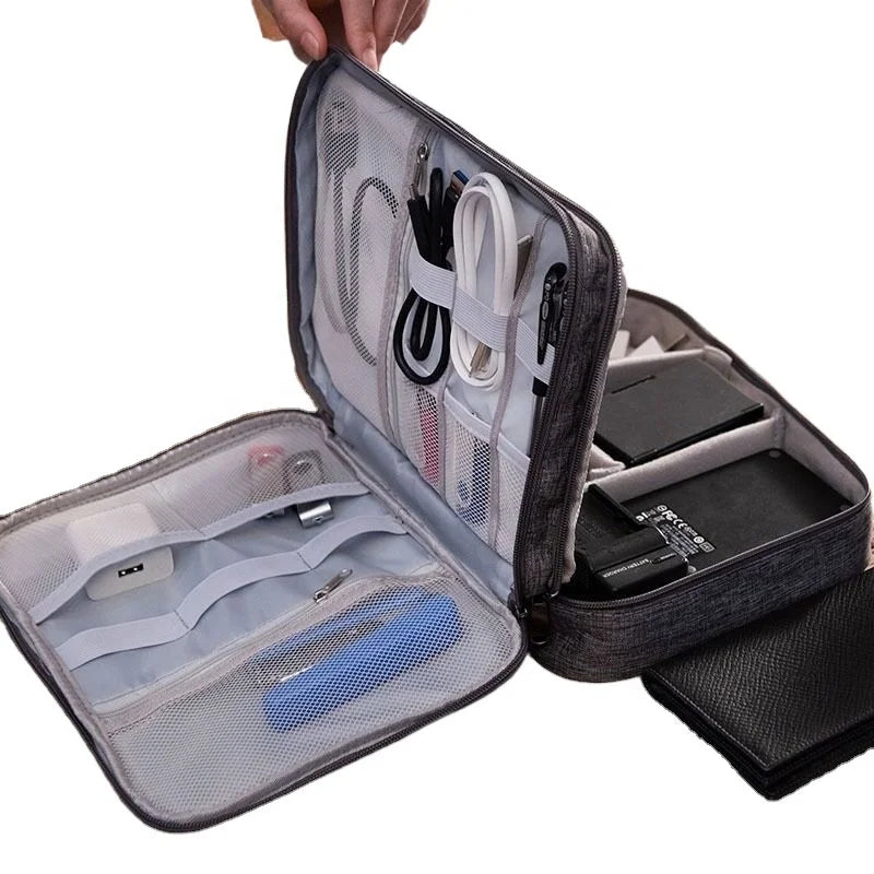 Organizer Pouch Bag 3-layer Digital USB Cable Storage Bag Phone Accessories Storage Organizer Bag Waterproof Portable Zipper 