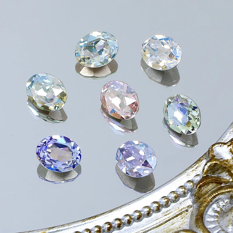 Dongzhou Crystals K9 Crystal Jewelry DIY Accessories 10*8mm Plating Color Oval Glass Rhinestones Luxury Quality Beads Wholesa