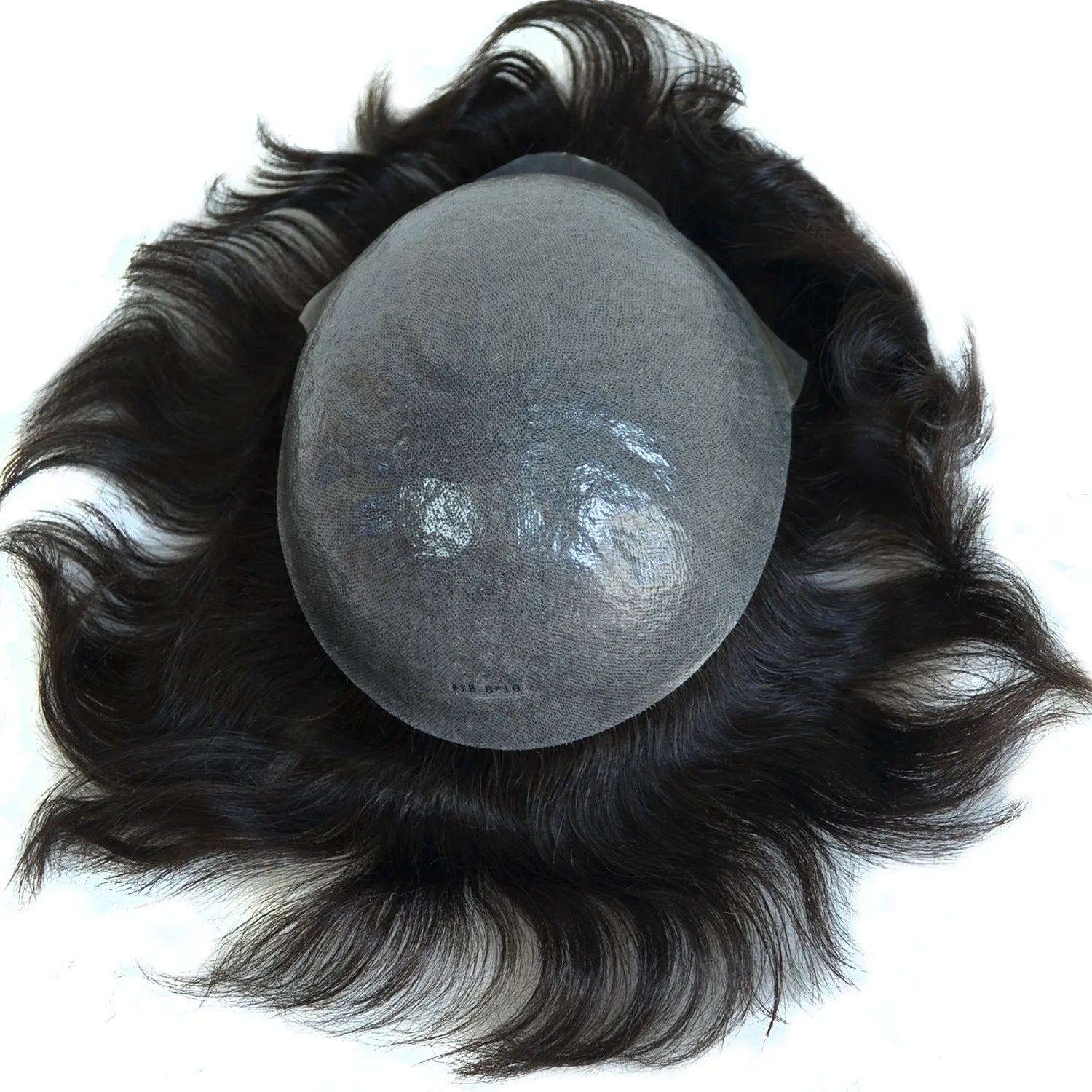 AU 100% Real Hair Men Toupee Pu Men Wig Silicone Prosthesis Glue Double Knot Man Toupee Replacement System Short Chinese Hair
