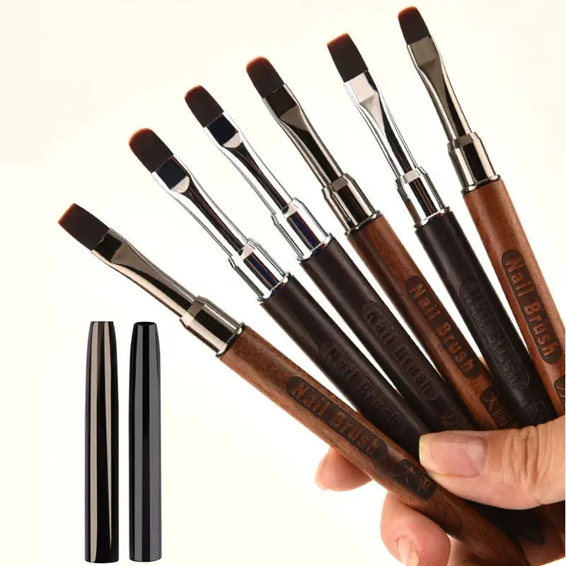 New Sandalwood 1PC Acrylic Nail Brush Pen Powder Manicure Round Wood Handle Gel Builder Brushes Set