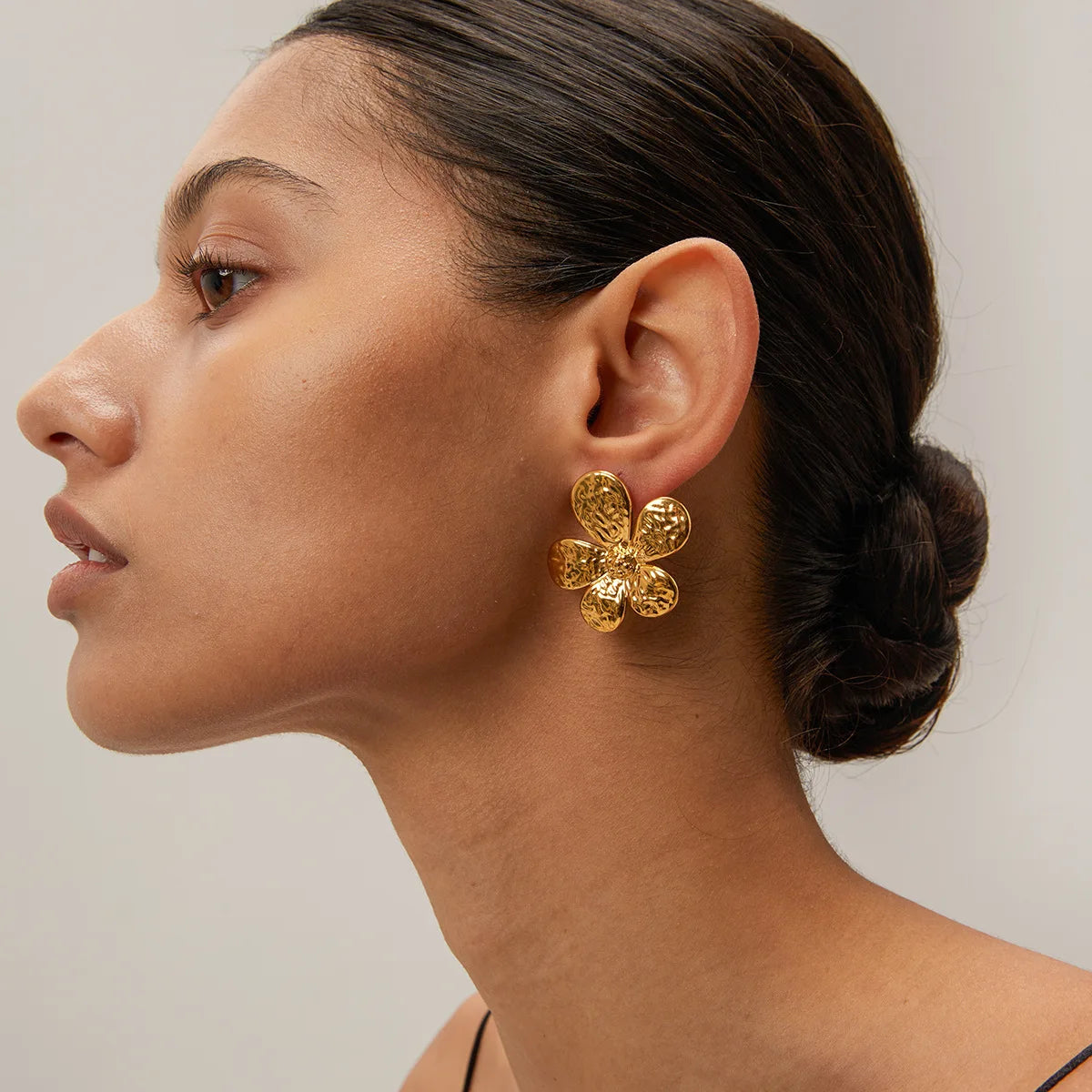 New Style Dainty 18K Gold Plated Stainless Steel Jewelry Waterproof Simple Bamboo Hoop Earrings for Women
