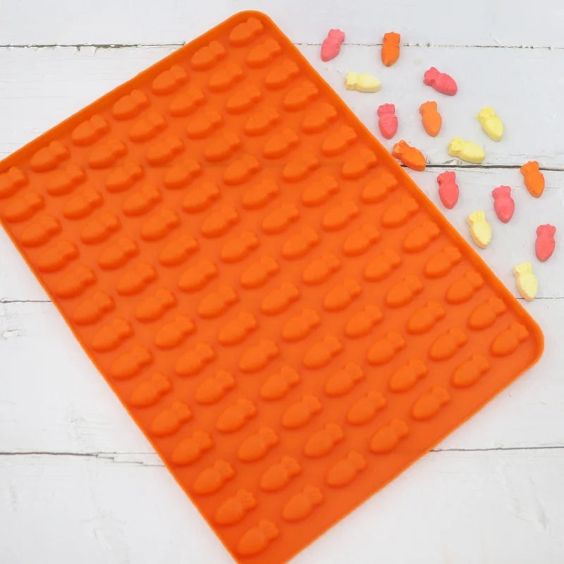 1173 Hot Sell Easter System Silicone Chocolate Mould with Radish Shape 98 Hole Diy Sweet Candy Silicone Mold Holiday Use