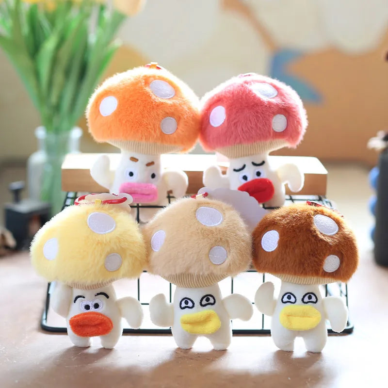 5 Colors 12cm Cute Soft Plush Stuffed Animal Doll Kawaii Mushroom Plush Keychains Toys Bag Pendant Wholesale Vegetable Keycha