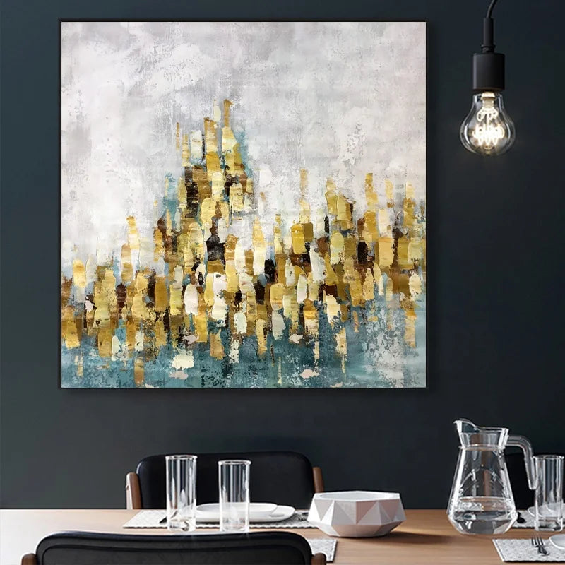 China Factory Wholesale Framed Art Paint Gold Foil Abstract Wall Painting Canvas Oil Painting Wall Art